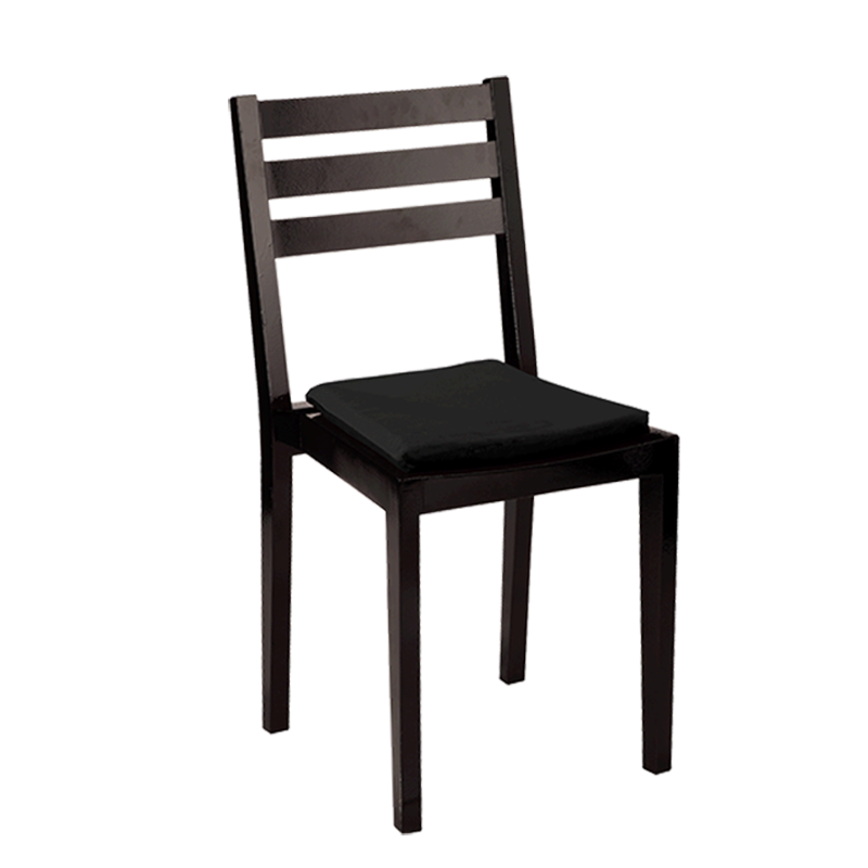 Silla Pirámide negra con asiento de terciopelo negro ignífuga