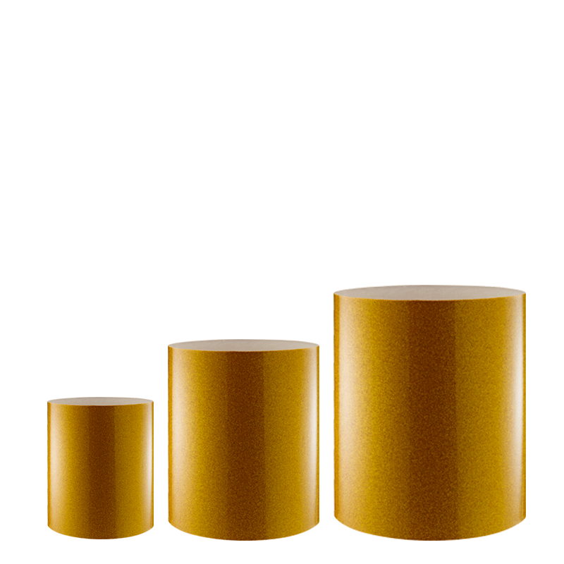 Lote de 3 realces cilíndricos Strass oro