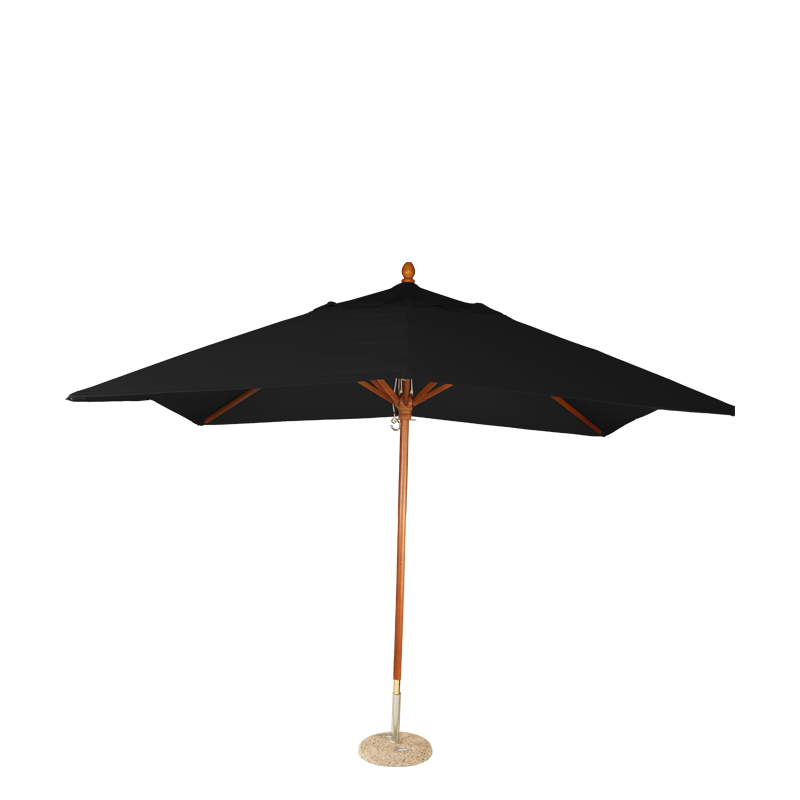 Parasol Luisiana negro 300 x 300 cm + pie de granito Ø 50 cm