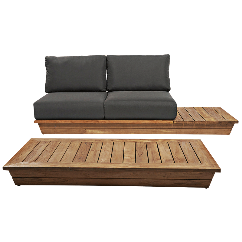 Sofá 2 plazas Lounge Gris 76 x 204 cm H 70 cm