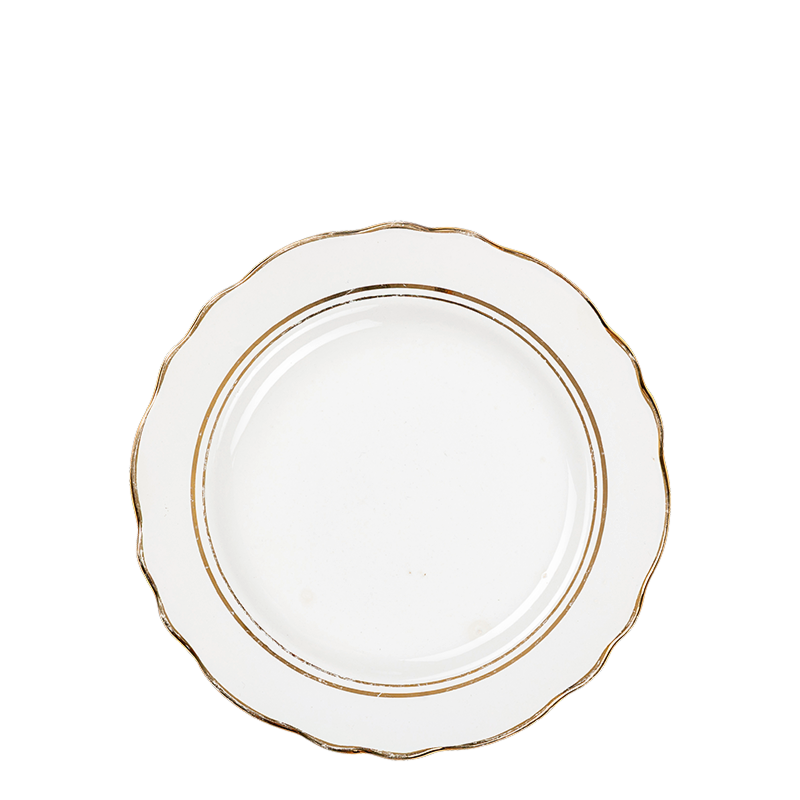 Plato pequeño Vintage blanco y dorado Ø 18-20 cm