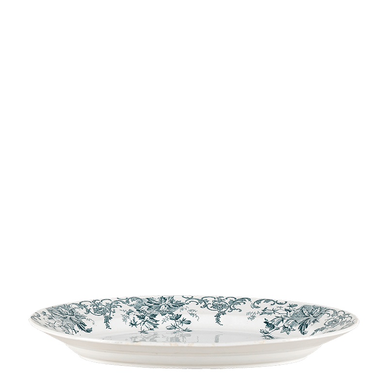 Fuente oval Vintage azul verde Ø 35-40 cm