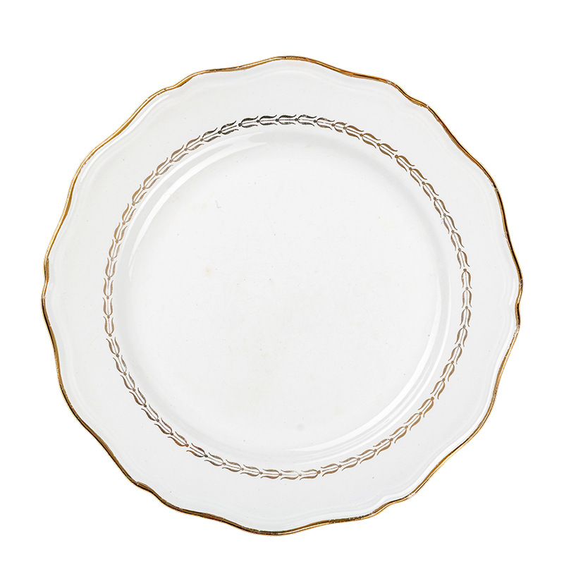 Plato grande Vintage blanco y dorado Ø 23-25 cm