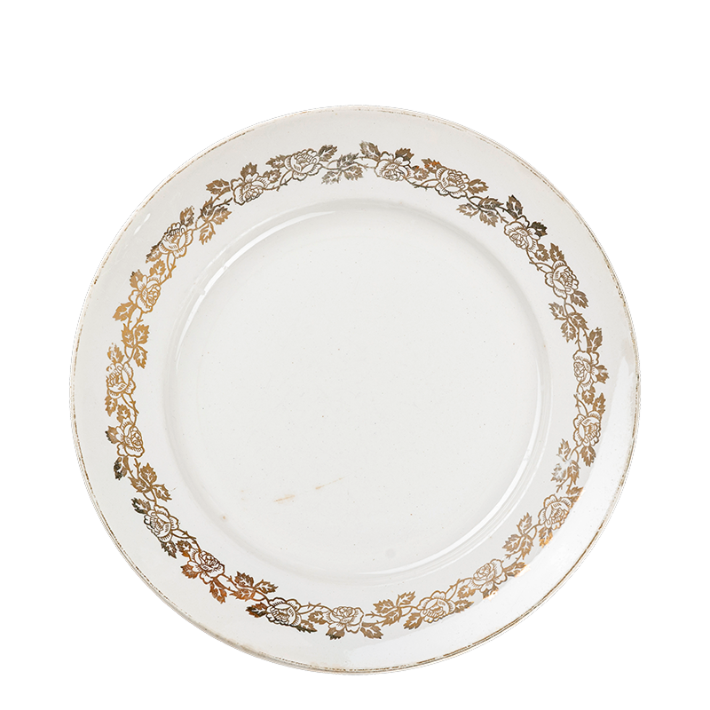 Plato grande Vintage blanco y dorado Ø 23-25 cm