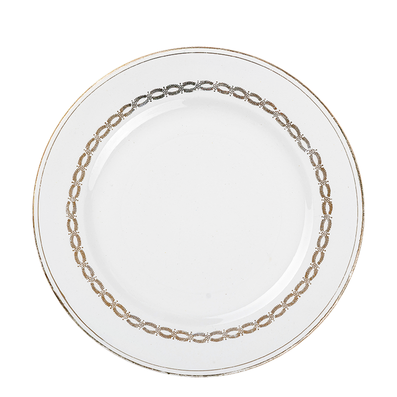 Plato grande Vintage blanco y dorado Ø 23-25 cm
