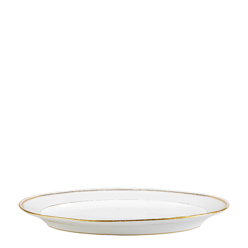 Fuente oval Vintage blanca y dorada Ø 35-40 cm