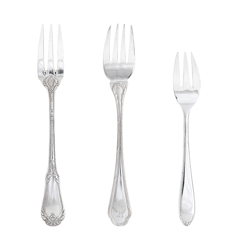 Tenedor de pescado Vintage plata