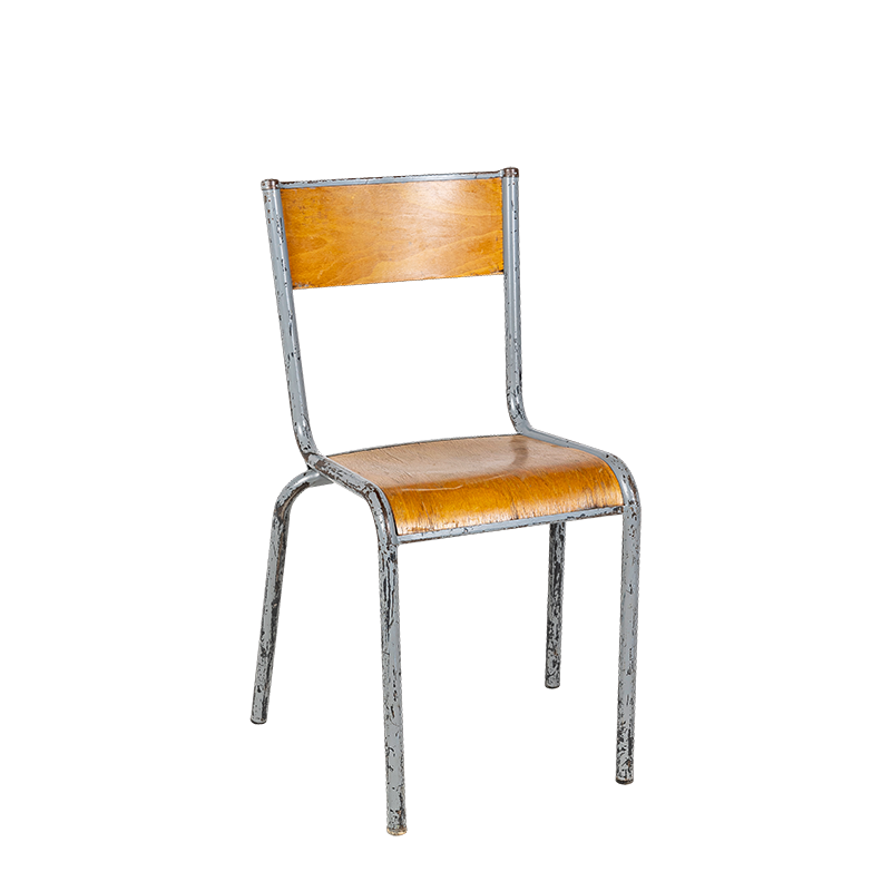 Silla escolar de madera vintage