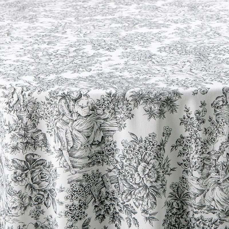 Mantel Toile de Jouy negro 270 x 270 cm