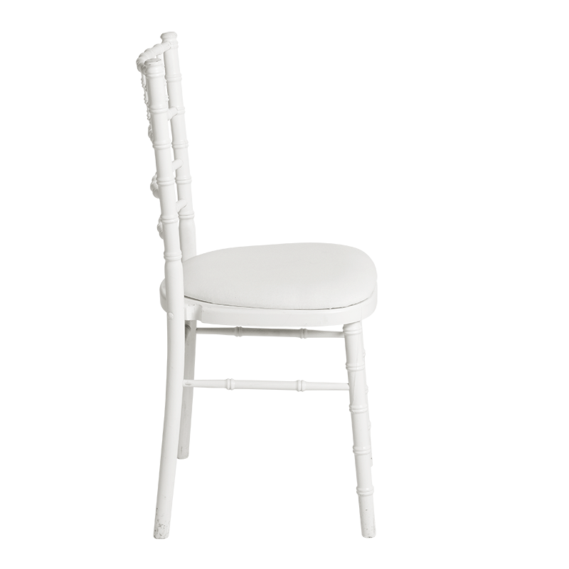 Silla Bambú blanca con asiento blanco