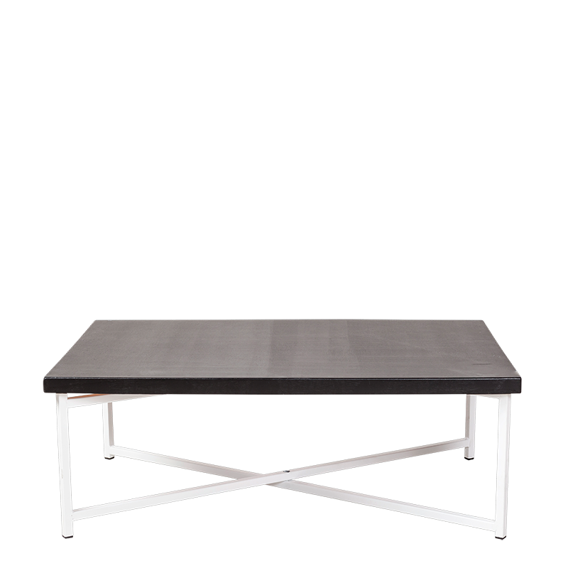 Mesa baja cruzada blanca con sobre negro 64 x 101 cm Alt 35 cm