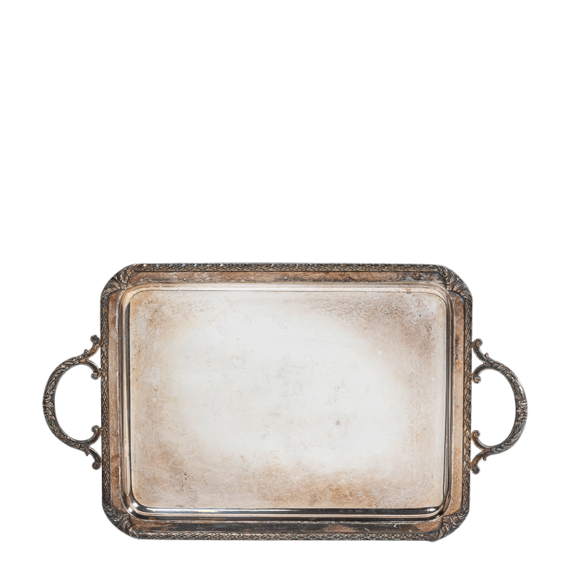 Bandeja de metal plateado vintage