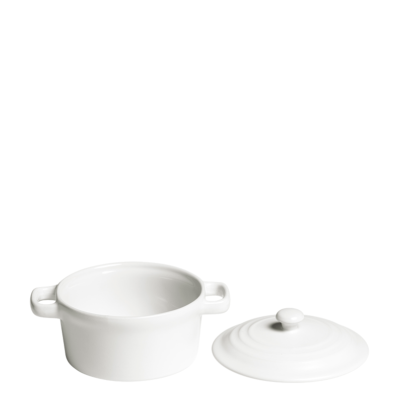 Olla individual blanca con tapa Ø 10 cm 25 cl