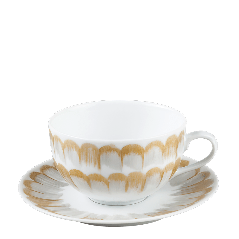 Taza y plato de té Plumas 20 cl