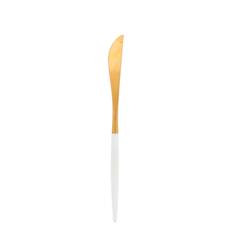 Cuchillo de mesa Cutipol blanco y dorado