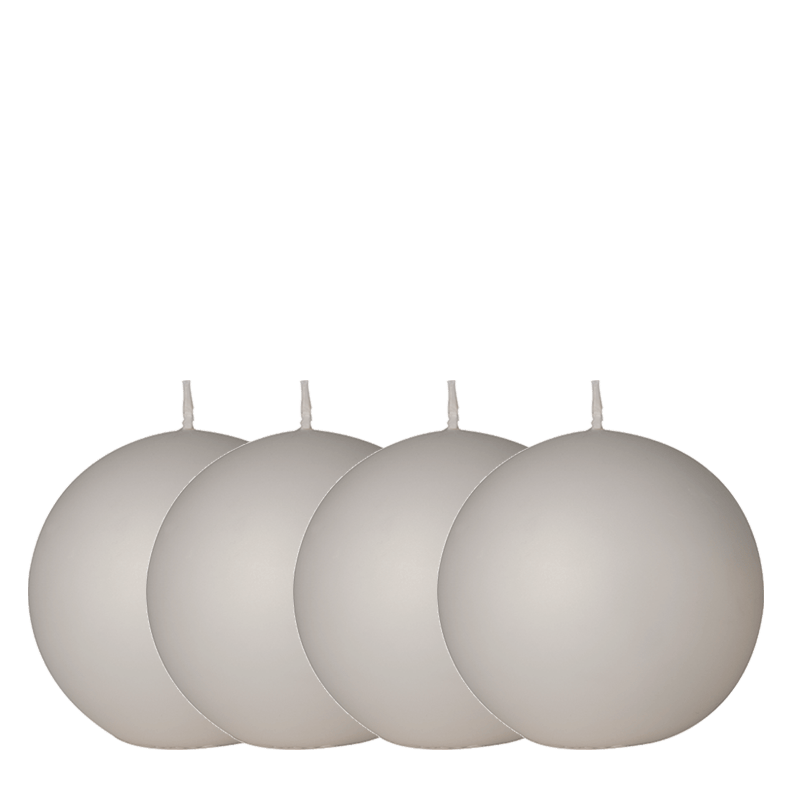 Lote de 4 velas bola blanca Ø 10 cm