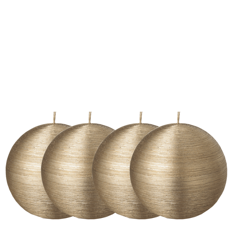 Lote de 4 velas bola pincelada oro Ø 10 cm