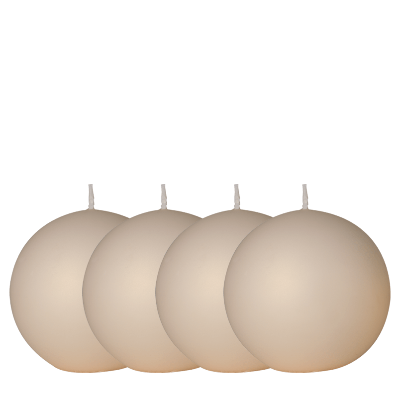 Lote de 4 velas bola satinada marfil Ø 10 cm