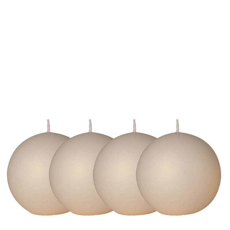 Lote de 4 velas bola satinada marfil Ø 8 cm