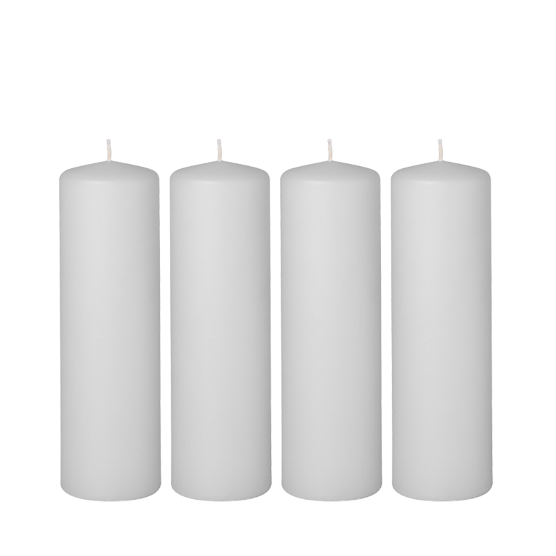 Lote de 4 velas blancas cilindro &Oslash; 6 cm Alt 20 cm