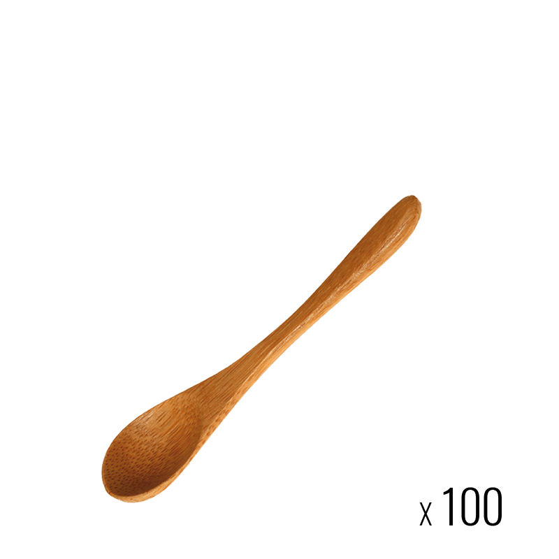 Lote de 100 cucharas bambú 9 cm