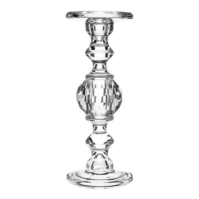 Lote de 3 portavelas en cristal Alt. 22 cm - 29,9 cm - 34,5 cm