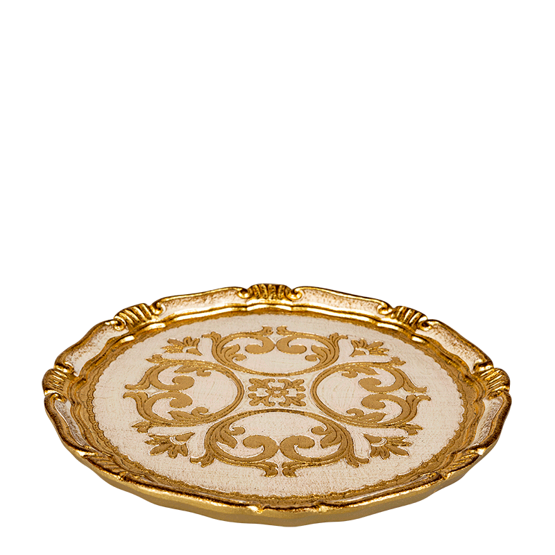 Bajoplato Venezia blanco y dorado Ø 32,5 cm