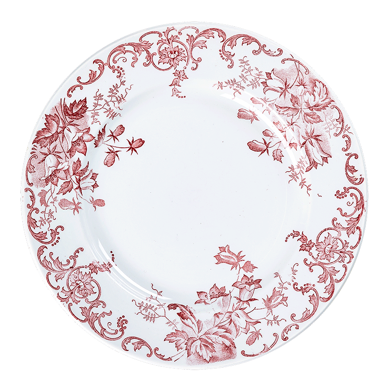 Plato grande Vintage rojo y rosa