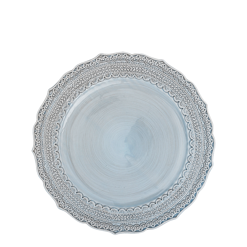 Plato llano Encaje azul pastel Ø 28 cm