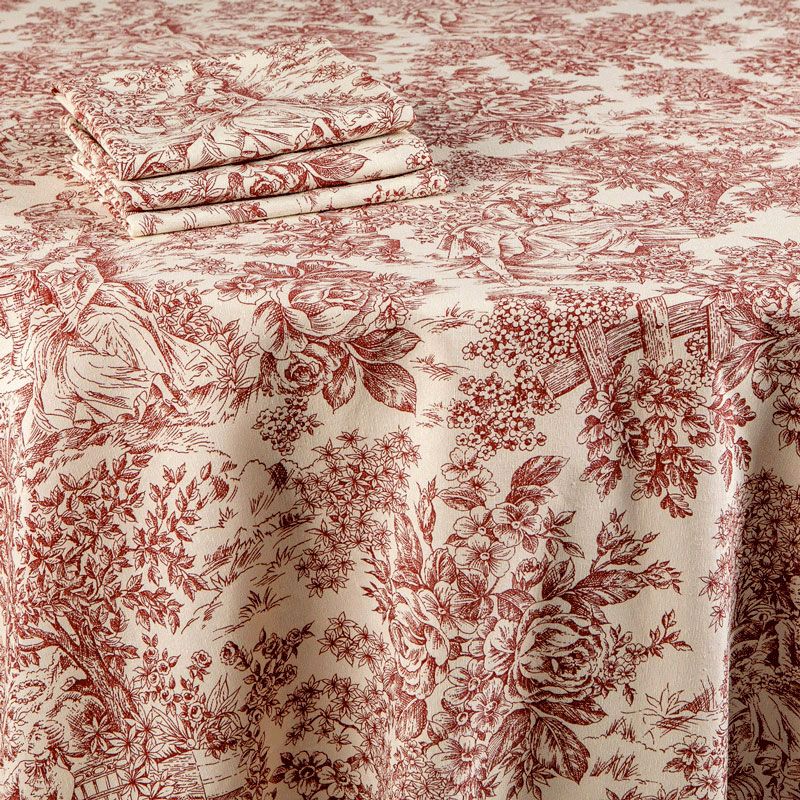 Mantel Toile de Jouy Rojo 270 x 270 cm