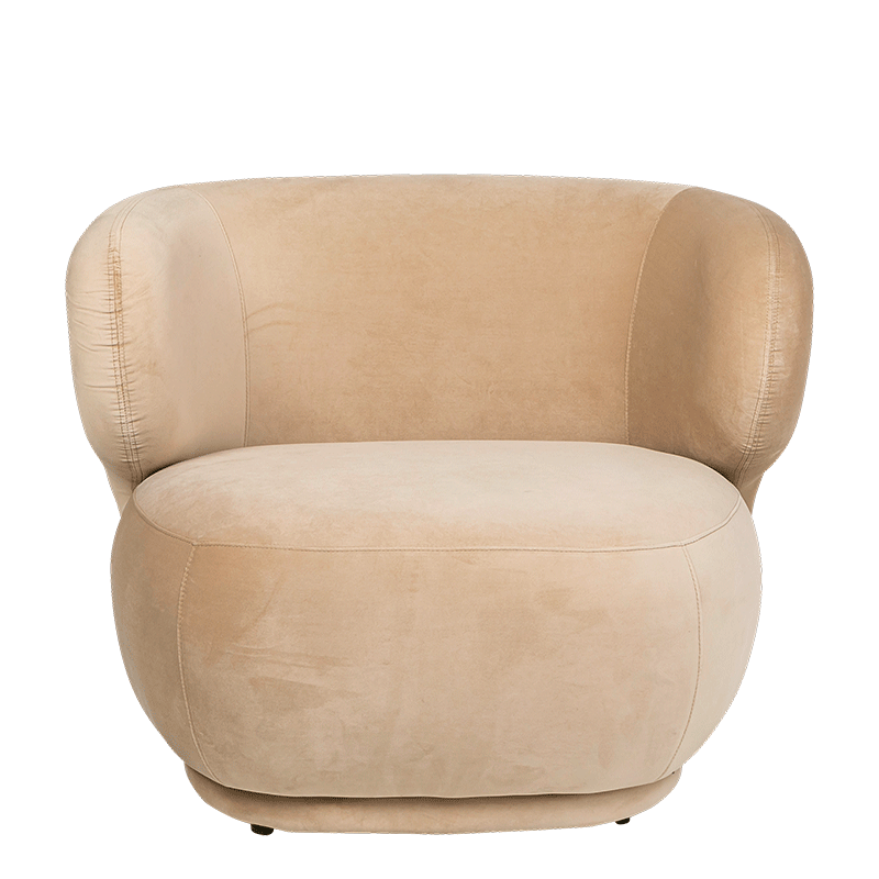 Sillón Elton de terciopelo topo 78 x 90 cm Alt. 70 cm