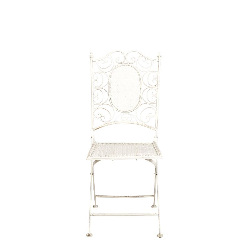 Silla Chantilly vintage blanca de hierro forjado