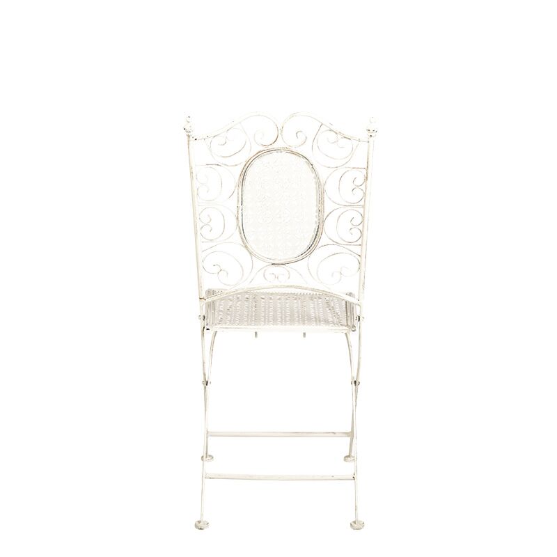 Silla Chantilly vintage blanca de hierro forjado