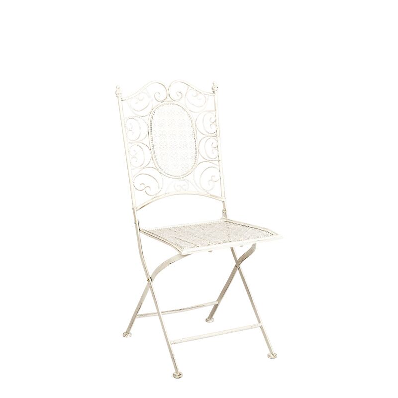 Silla Chantilly vintage blanca de hierro forjado