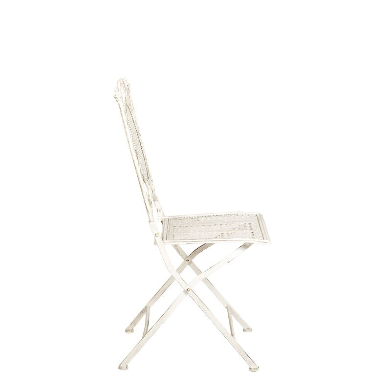 Silla Chantilly vintage blanca de hierro forjado