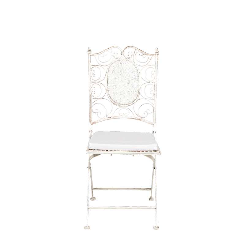 Silla de hierro forjado Chantilly blanca con cojin