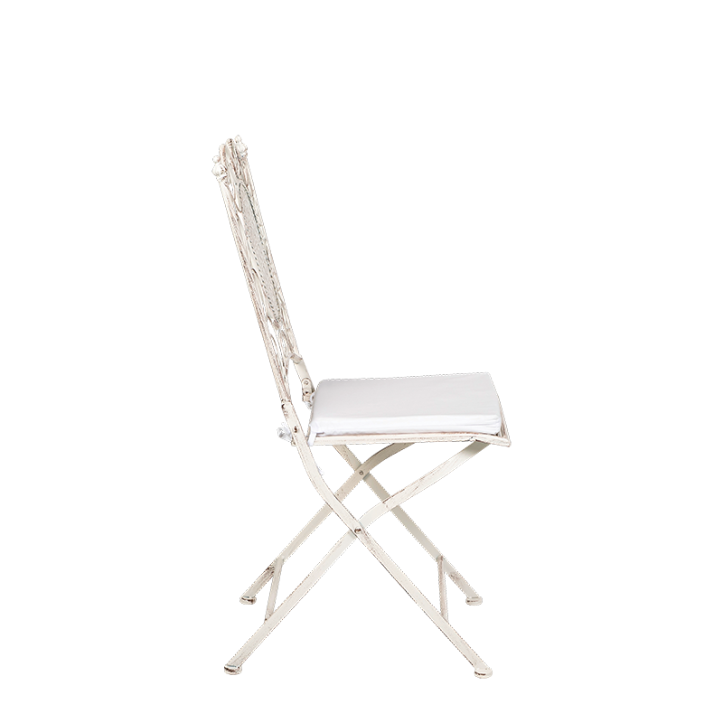 Silla de hierro forjado Chantilly blanca con cojin