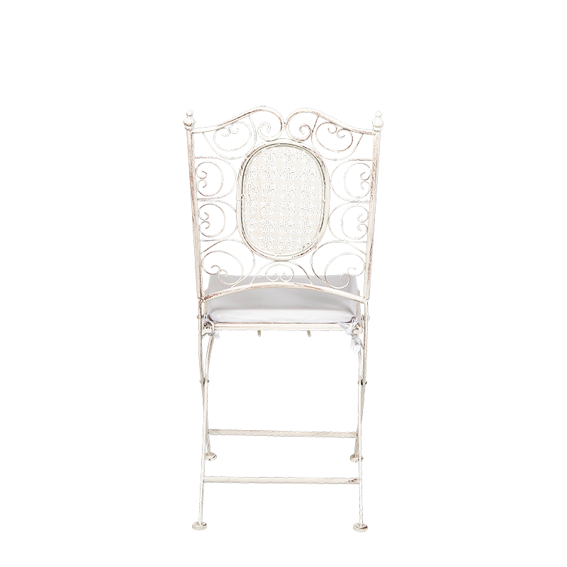 Silla de hierro forjado Chantilly blanca con cojin