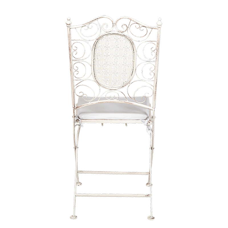 Silla de hierro forjado Chantilly blanca con cojin