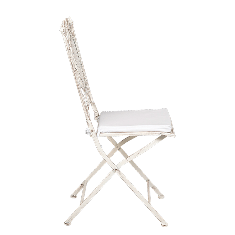 Silla de hierro forjado Chantilly blanca con cojin