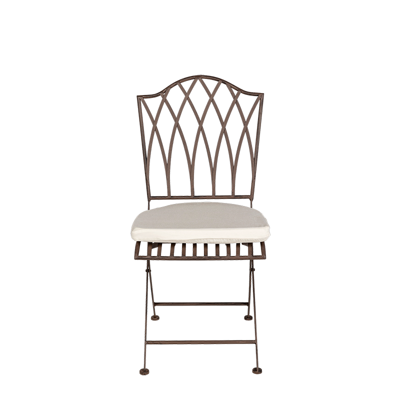Silla Florencia de hierro forjada con cojín crema