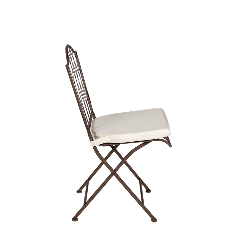 Silla Florencia de hierro forjada con cojín crema