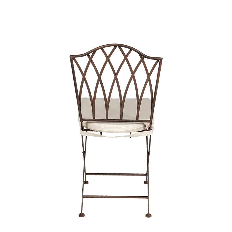 Silla Florencia de hierro forjada con cojín crema