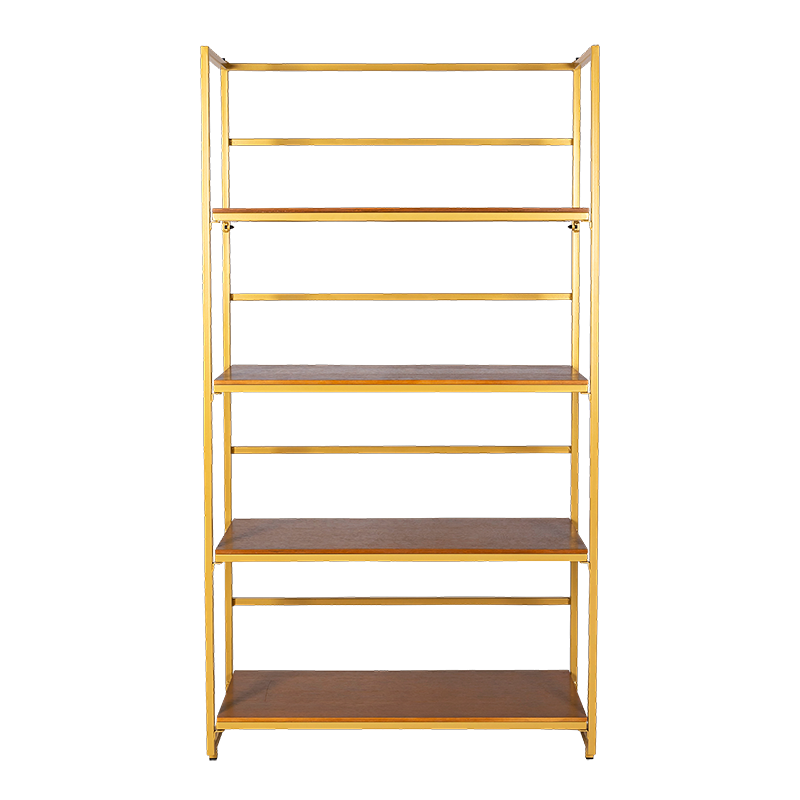Estantería dorada y madera 40 x 100 cm. Alt. 180 cm.