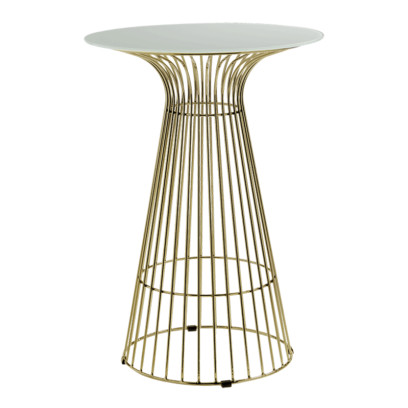 Mesa de cóctel filo oro encimera blanca Ø 65 cm Alt.104cm