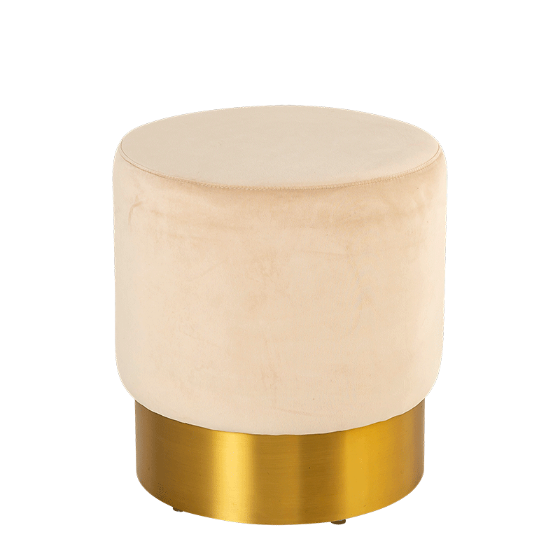 Puf Luxor de terciopelo beige Ø 40 cm Alt. 45 cm