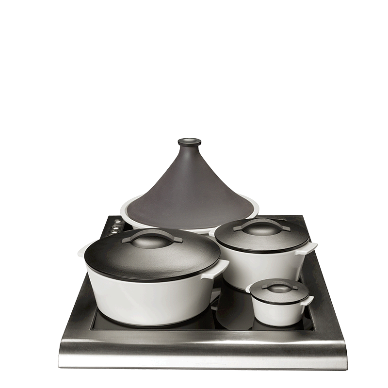 Conjunto de cocción negro y blanco