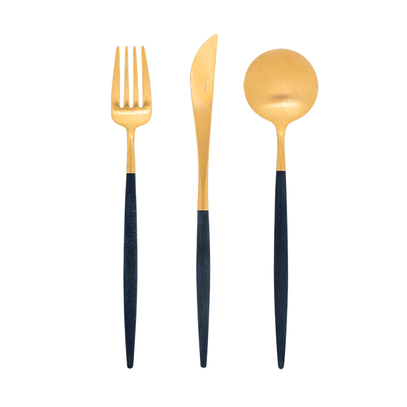 Cubiertos Cutipol azul y dorado