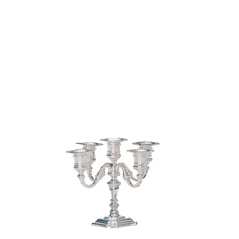 Candelabro 5 brazos plata bajo Alt. 25 cm