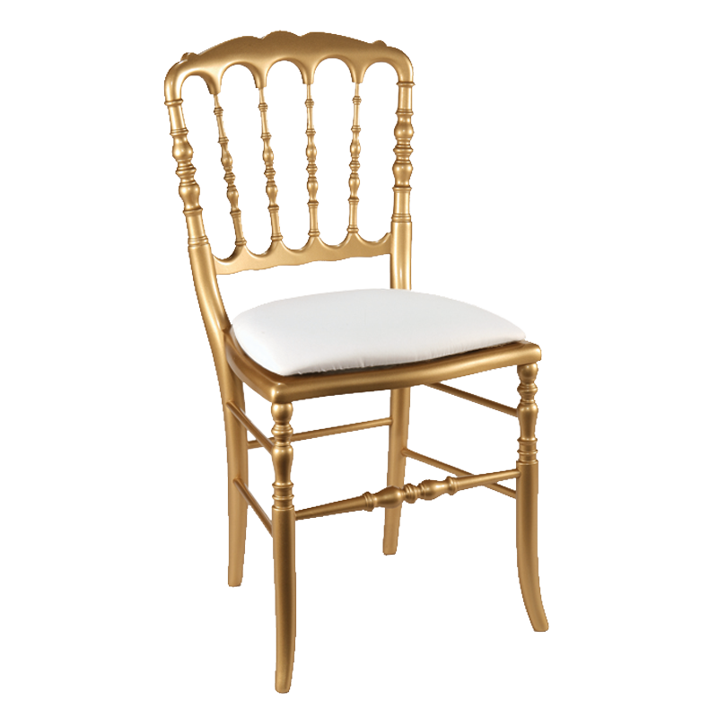 Silla Napoleón III dorada fija chintz blanca
